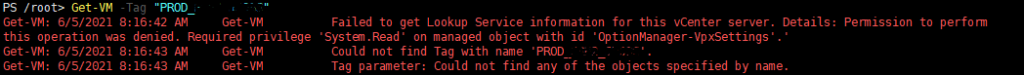 Vmware Automation - PowerCli unable to Retrieve Tags